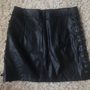 F21 lace up leather skirt!